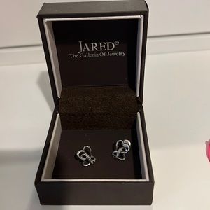 Sterling silver and Diamond Heart Earrings